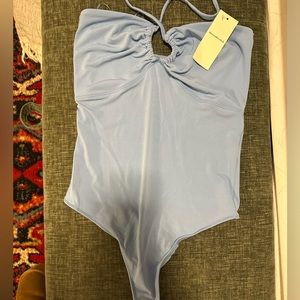 NWT Abercrombie Halter Tie Blue Bodysuit